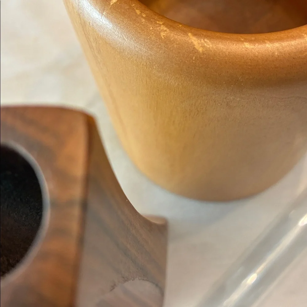 Elegant Wood Vases/Holder Set /2 Different Wood Vases Glass Insert Tube for bud